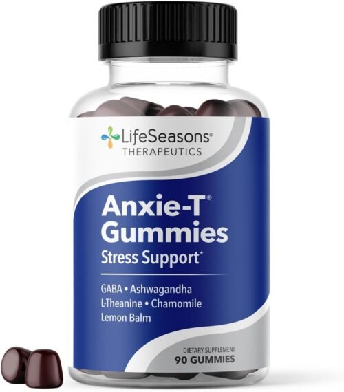 LifeSeasons Anxie-T – Stress Relief Gummy – Vitamin Supplement for Mood & Mental Focus Support – Feel Calm and Relaxed – Rapidly Eases Tension – Ashwagandha, GABA & L-Theanine – 90 Gummies