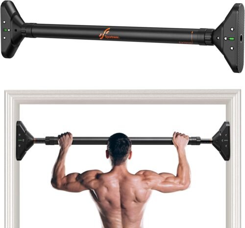 Sportneer Pull Up Bar: Strength Training Chin up Bar without Screws – Adjustable 29.5”-37” Width Locking Mechanism Pull-up Bar for Doorway – Max Load 440lbs for Home Gym Upper Body Workout, Non-slip