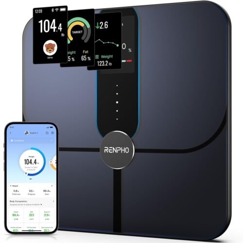 RENPHO Smart Scale, Body Fat Scale with TFT LCD, FSA HSA Eligible Scale for Body Weight with 18 Metrics, Wi-Fi Scale with BMI, Body Fat, Muscle Mass, Rechargeable, Elis Nova
