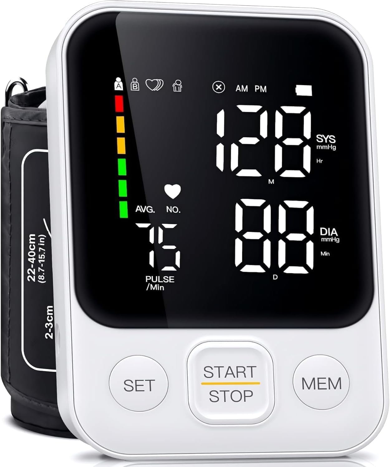 Blood Pressure Monitor Upper Arm Blood Pressure Monitors for Home Use BP Machine with 2x120 Reading Memory Adjustable Arm Cuff 8.7"-15.7" Large Display with LED Background Light Storage Bag