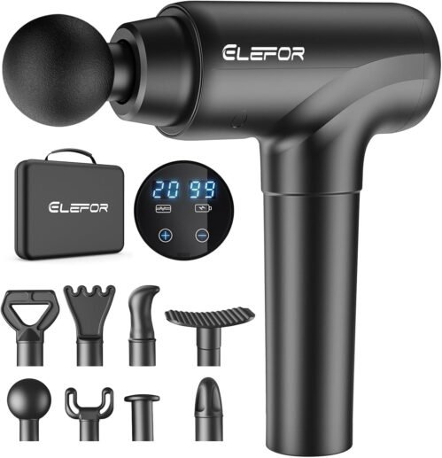 Massage Gun Deep Tissue,Percussion Massager Gun for Athletes Muscle Massage Gun for Pain Relief with 8 Massage Heads & 20 Speeds (Matte Black)