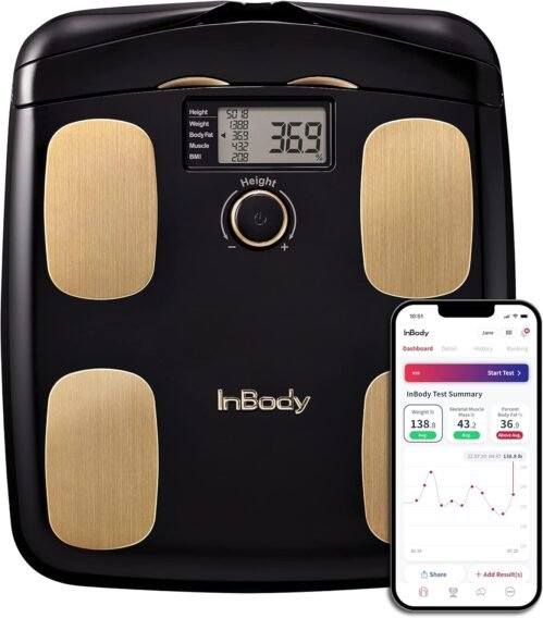 InBody Dial H20 Body Fat Scale – InBody Scale for Body Weight, Fat Percentage and Muscle Mass – Gym Accessory for Men & Women, Body Fat Measurement Device – Bluetooth-Connected, Midnight Black