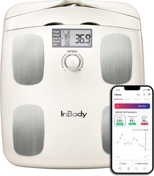 InBody Dial H20 Body Fat Scale – InBody Scale for Body Weight, Fat Percentage and Muscle Mass – Gym Accessory for Men & Women, Body Fat Measurement Device – Bluetooth-Connected, Oatmeal Beige