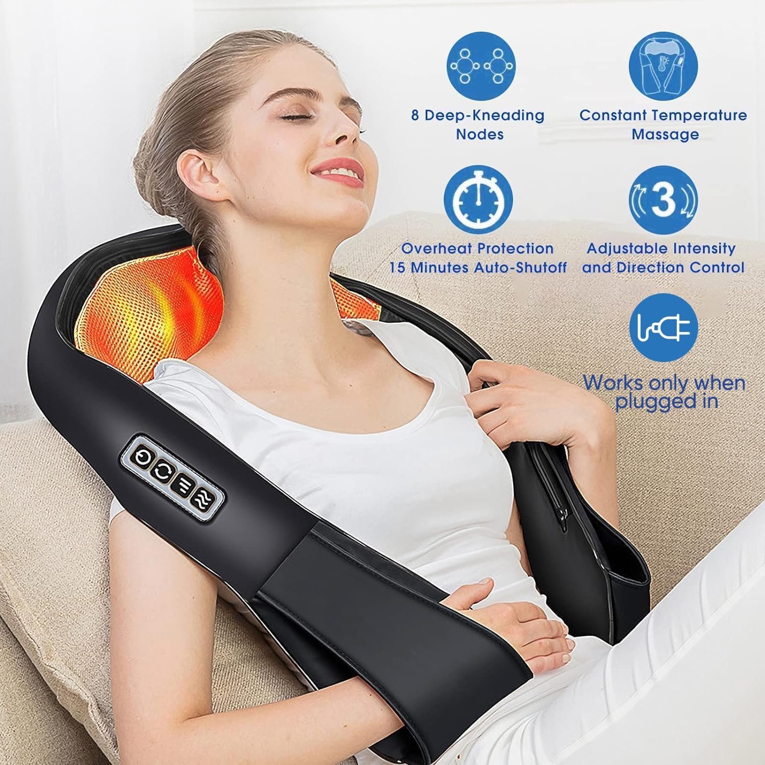 AERLANG Shiatsu Back and Neck Massager, Back Massager Deep Tissue Kneading Massager Neck and Shoulder Massager with Heat, Electric 4D Massage Pillow Fathers Day Dad Gifts from Daughter(NOT Cordless) - Image 4