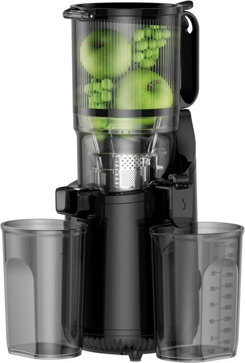Cold Press Juicer, Amumu Slow Masticating Machines with 5.4″ Extra Large Feed Chute Fit Whole Fruits & Vegetables Easy Clean Self Feeding Effortless for Batch Juicing, High Juice Yield, BPA Free 250W