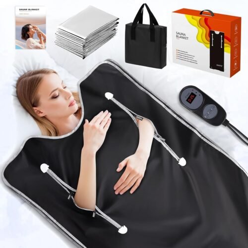 Infrared Sauna Blanket-Sauna Blanket for Home Use, Portable Design for Relaxation and Detoxification Highest 176℉, 20-60 Minutes Timer, 6 ft x 2.65 ft（Black）