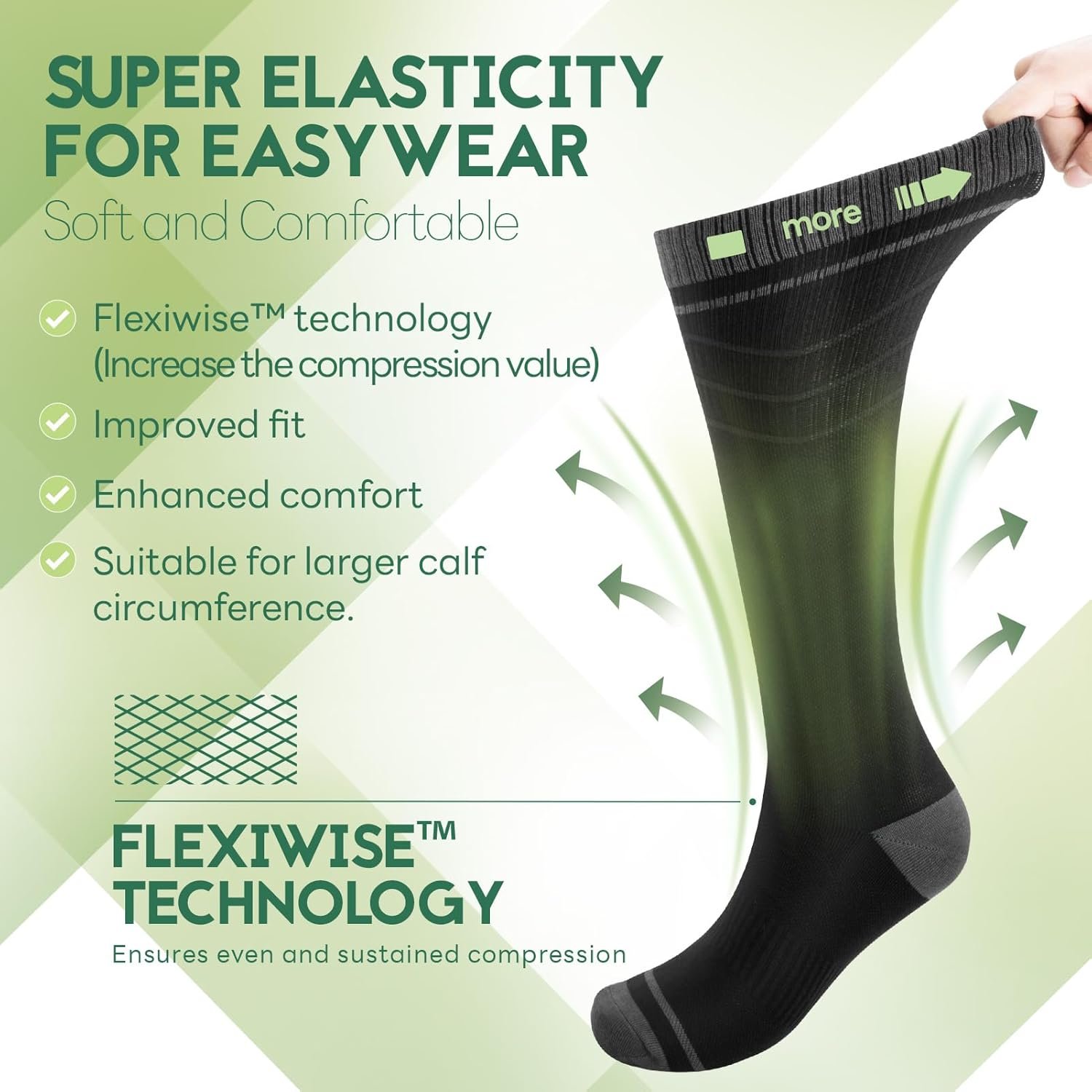 Bamboo Viscose Compression Socks for Women & Men (3 Pairs) 15-20 mmHg Knee High Support for Nurses, Travel, Pregnant - Image 3