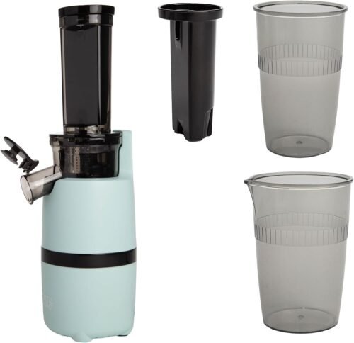 Slow Juicer, Compact Masticating Juicer with Pulp Separation, Maximum Juice Yield for Fresh, Nutrient-Rich Drinks, Easy Clean-Up & Compact Design, Aqua