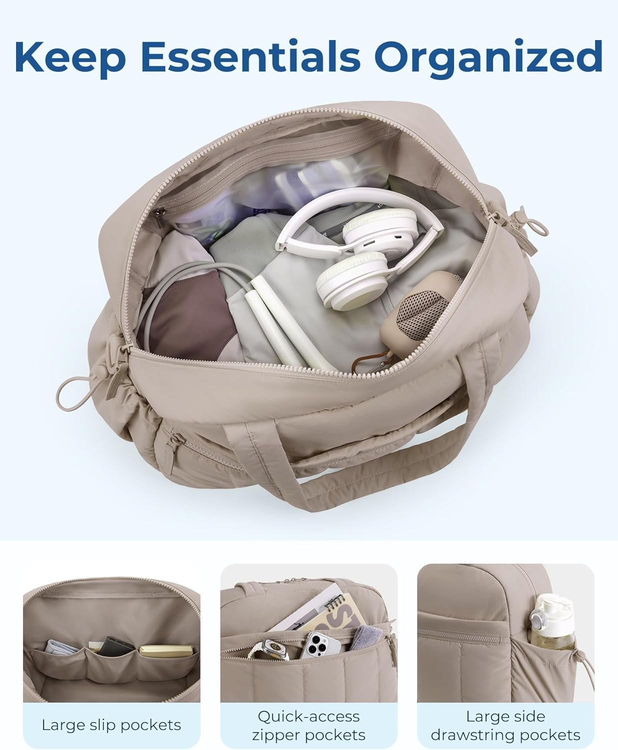 BAGSMART Gym Bag for Women, Duffle Bag for Travel with Wet Pocket, Lightweight Carry on Weekender Duffel, Water Resistant - Image 4