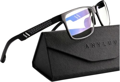 ANYLUV Blue Light Blocking Glasses Men Computer Gaming Glasses Lightweight Al-Mg Metal Anti Eyestrain Eye Protection