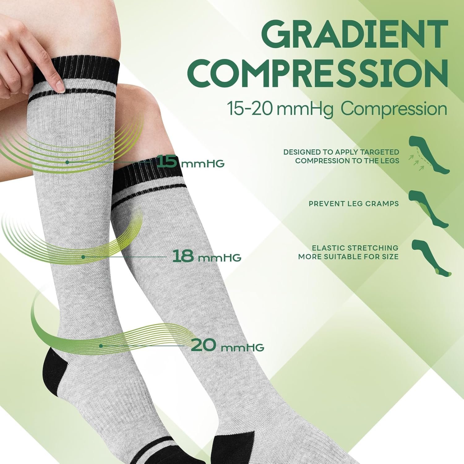 Bamboo Viscose Compression Socks for Women & Men (3 Pairs) 15-20 mmHg Knee High Support for Nurses, Travel, Pregnant - Image 4
